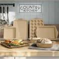 thumbnail image 3 of Country Kitchen Bakeware Set, 10-Piece Nonstick Stackable Baking Pans with Silicone Handles, Sage, 3 of 7