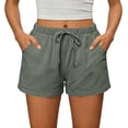 thumbnail image 2 of Women's Casual Lounge Shorts with Pockets - High Waisted Elastic Waist Drawstring Sleep Shorts, Lightweight Soft Running Athletic Shorts Dark Green S, 2 of 6