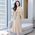 thumbnail image 4 of Joernso 2Pcs/Set Women Outfit Commute Trendy Comfortable Mid-length Light Luxury Streetwear Sling Spring Coat Dress Spring Clothing, 4 of 5