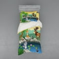 thumbnail image 2 of Ambesonne Cartoon Bedding Set 4 Pcs, Colorful Scene of Animals, Queen, Lime Green and Multicolor, 2 of 3