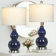 thumbnail image 6 of Cinkeda Coastal Double Gourd Ceramic Table Lamp Set of 2 for Living Room Bedroom 22" Nautical Blue Bedside Nightstand Lamp with White Shade, 6 of 7