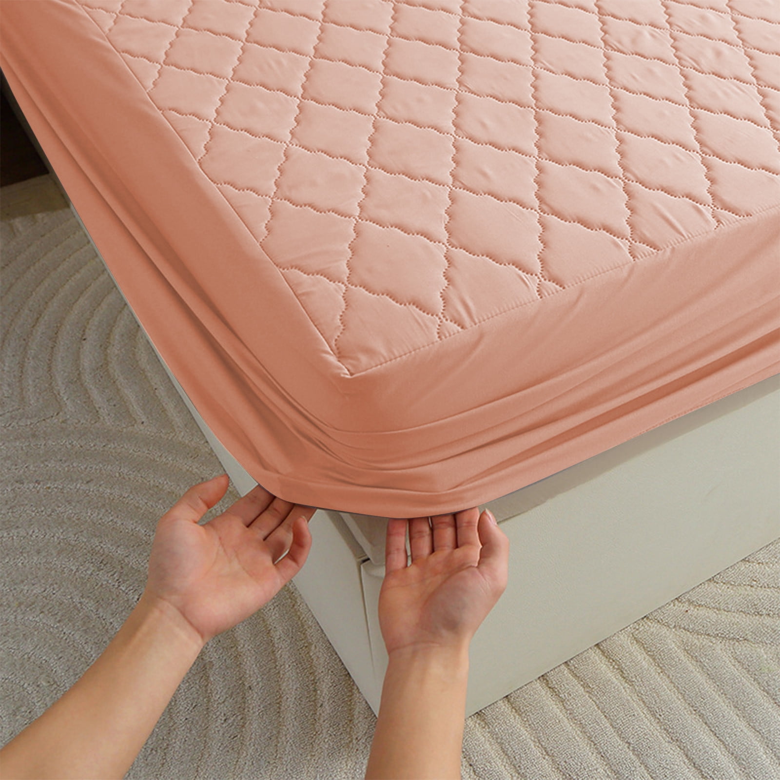 Hmgxay Waterproof Mattress Protector, Machine Washable Quilted Fitted Sheet, Breathable Non-Slip Bed Sheet, Cotton Padded Mattress Cover for All Seasons(47.2x78.7 Inches)