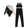thumbnail image 2 of iiniim Kids Girls Ice Figure Skating Gymnastics Leotard Rhinestones Mesh Patchwork Bodysuit with Sleeveless Vest Silver 14, 2 of 7