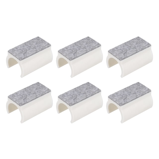 6pcs Cubierta de pata de silla con almohadilla de fieltro, protectores de piso para tubo de silla en forma de U, aptos para patas de metal de 22 mm de diámetro, blanca