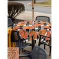 thumbnail image 4 of Outdoor Tablecloth with Umbrella Hole and Zipper, Thanksgiving Square Table Cloth 54x54 Inch Waterproof Tablecloth, Fall Orange Pumpkin Black White Plaid Picnic Table Cover for Patio Camping, 4 of 7
