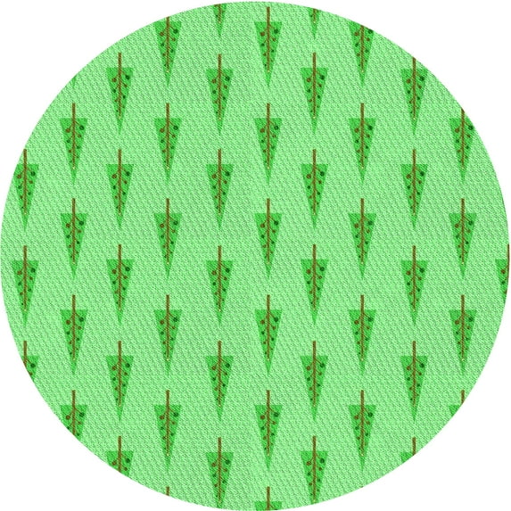 Ahgly Company Indoor Round Patterned Stoplight Go Green Area Rugs, 8' Round