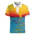 thumbnail image 2 of Camisas Hombre Hombres Primavera y verano Tops Solapa Cremallera Casual Manga corta Camisa suelta Camisetas estampadas Top Camisa (Yellow, M), 2 of 5