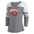 thumbnail image 2 of Women's Fanatics  Heather Gray San Francisco 49ers 2023 NFC Champions Hail Mary Tri-Blend 3/4-Sleeve V-Neck T-Shirt, 2 of 4