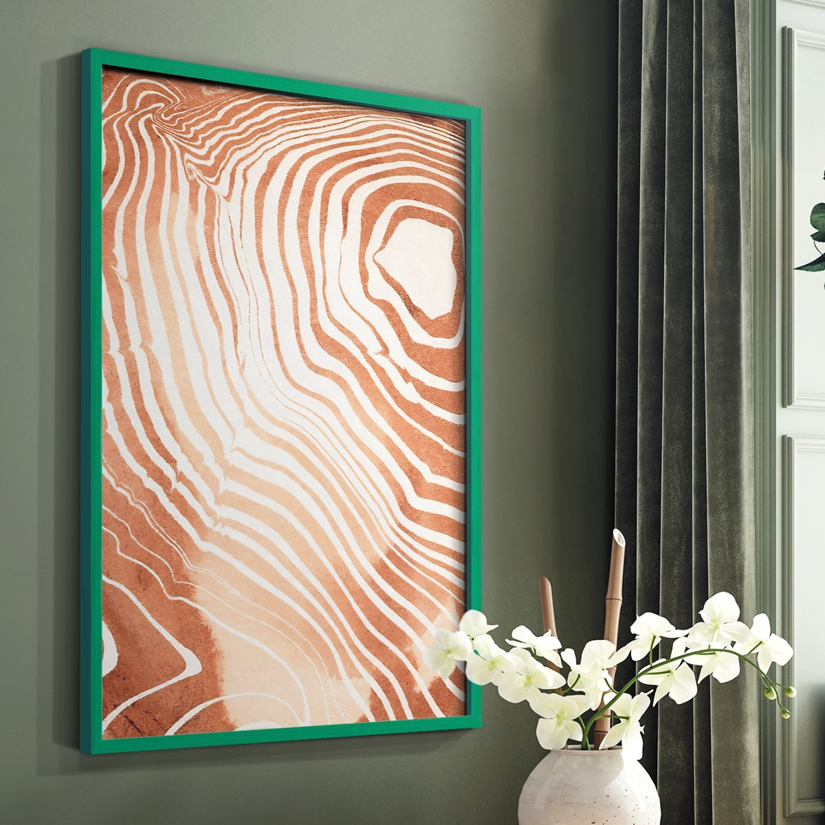 Wood Grain Suminagashi II Framed Print - Solid Wood in Single Picture Frame Solid Wood 2 Framed Print
