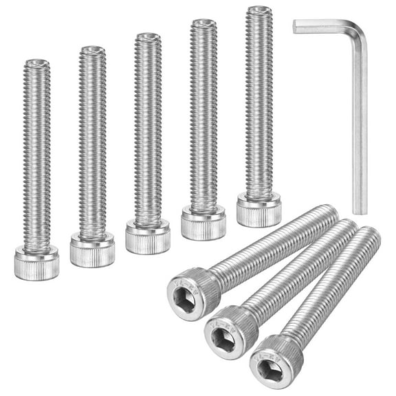 Uxcell 10-Pack M8 x 55mm Hex Socket Head Cap Screws Bolts, 304 Stainless Steel Machine Bolt Full Thread Precision Fasteners