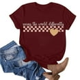 thumbnail image 3 of WREESH Women's Trendy Summer Tops Round Neck Short Sleeve T-Shirts with Graphic Print Red, 3 of 4