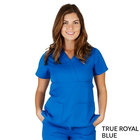 

Super Soft Medical Scrub Top Premium Womans Junior Fit 3 Pocket Mock Wrap Top 8115