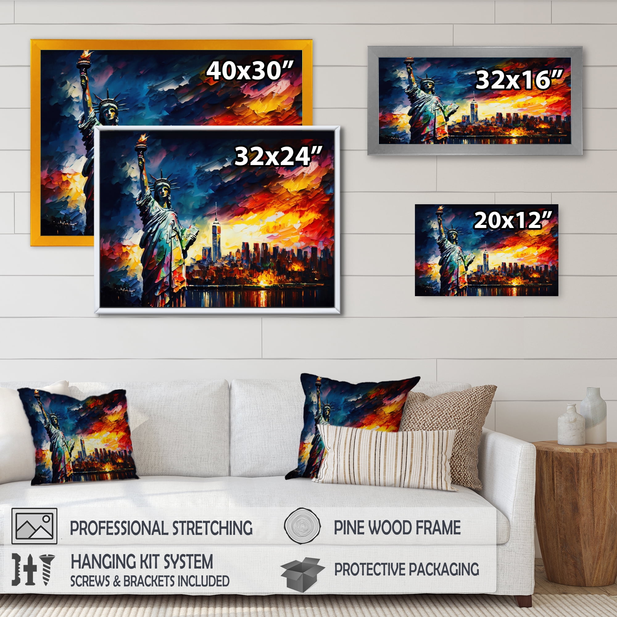 Designart New York Views At Sunset I Canvas Wall Art