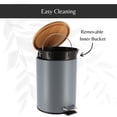 thumbnail image 3 of Gray Trash Can with Bamboo Lid and Pedal, 2.5L Capacity, 3 of 7