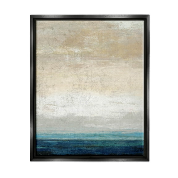 Stupell Industries Distressed Ocean Landscape Abstract Painting Jet Black Floating Framed Canvas Print Wall Art, Design by Suzanne Nicoll