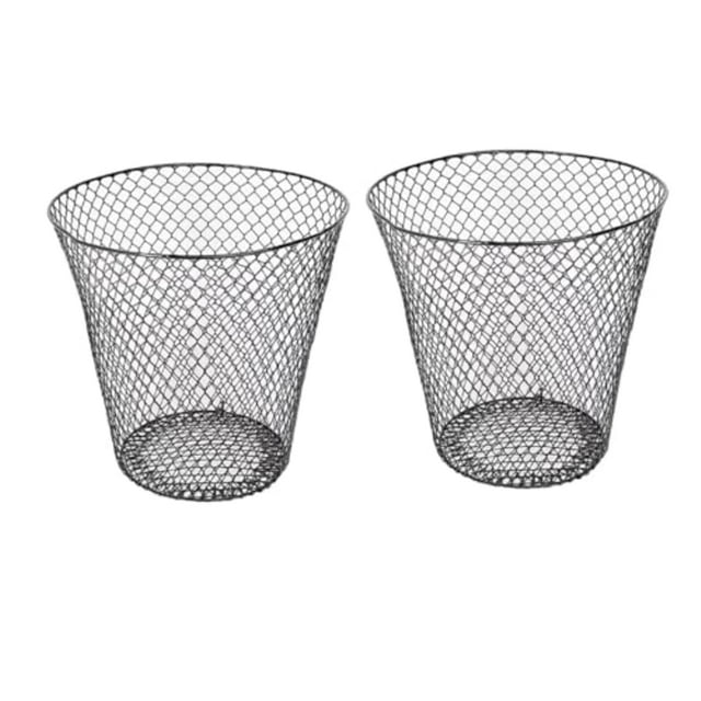 Wire Mesh Round Waste Basket Lightweight Trash Can Open Top Wastebasket Metal Trash Garbage Can Recycling Trash Bins Garbage Container for Office School Kitchen Home Storage (2, Black)