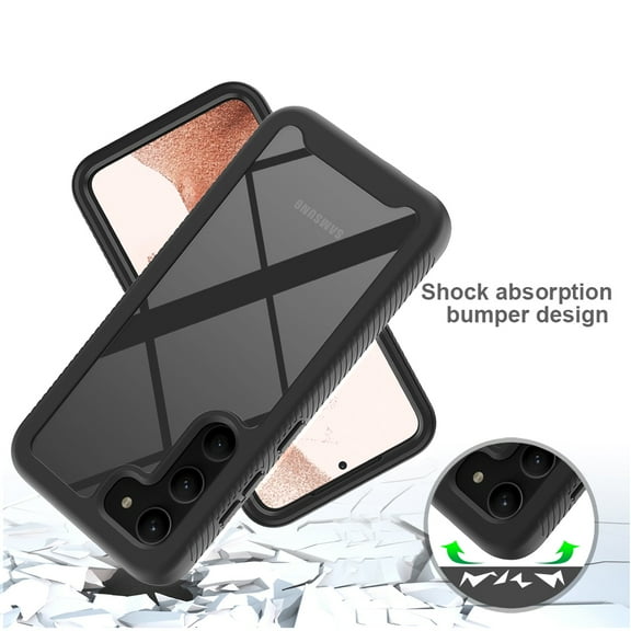 For Samsung Galaxy S23  Plus Hybrid Shockproof Dual Layer Protection Hard Rugged PC   TPU Silicone Bumper Frame Back Case Cover fit Galaxy S23  Plus - Clear Black