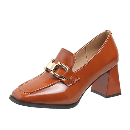 Zshosam Womens Platform Pumps Strap High Heels Buckle Business Casual Dress Shoes(Brown 40)