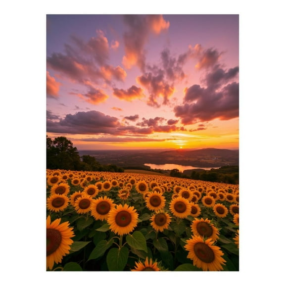 Diamond Art Kits for Adults - 5d Sunflower Field Sunset View Diamond Painting for Adults, Diamond Art for Adults Beginners, Diamond Painting Kits for Adults for Home Wall Decor
