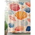 thumbnail image 3 of Orange Blue Pink Coastal Waterproof Fabric Shower Curtain, Summer Nautical Shell Beach Shower Curtain for Bathroom Curtains Bathtubs Hotel Washable Shower Curtains with 12 Hooks Standard 66x72, 3 of 6