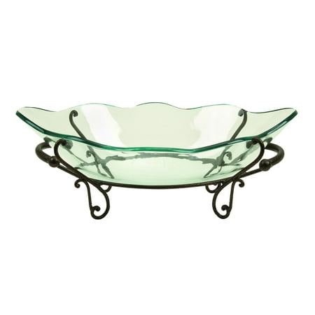 - Decmode Traditional 9 X 23 Inch Metal And Glass Scroll Flourish Bowl Server
