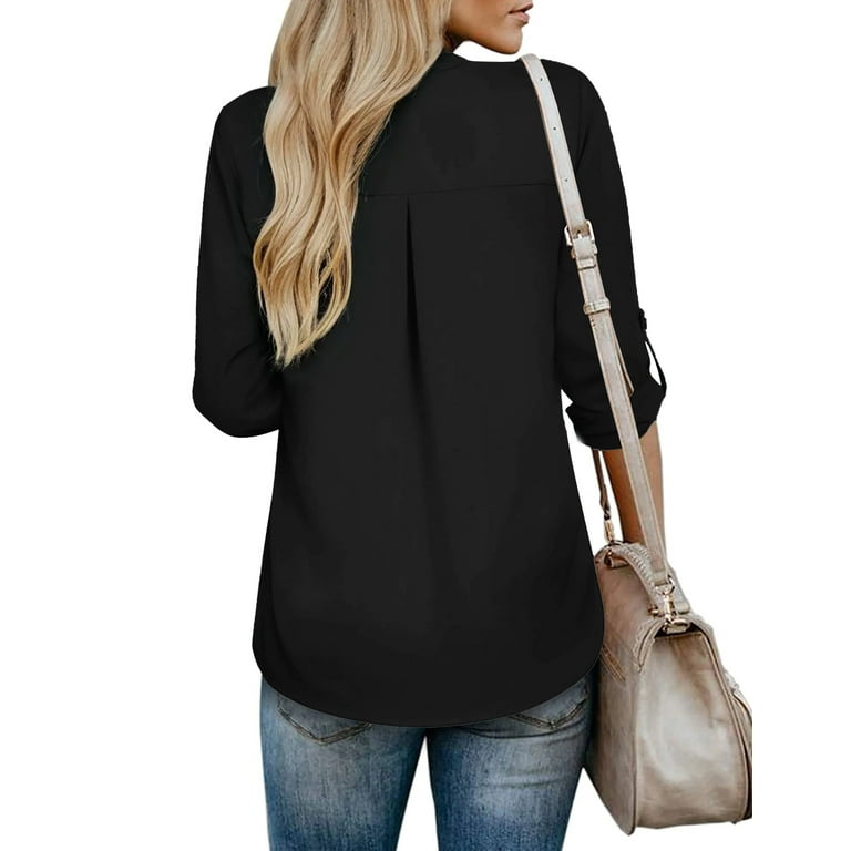 Fantaslook Women's Lightweight Chiffon Blouse, 3/4 Cuffed Fantaslook Women's Lightweight Chiffon Blouse, 3/4 Cuffed