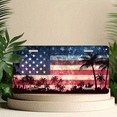 thumbnail image 6 of 1 Pcs 2D Flat License Plate Covers & Frames, American Flag with Palm Trees For Decorative Front, Waterproof For Decoration Aluminum License Plate Covers & Frames Cover For Men Women, 12" X 6", 6 of 7