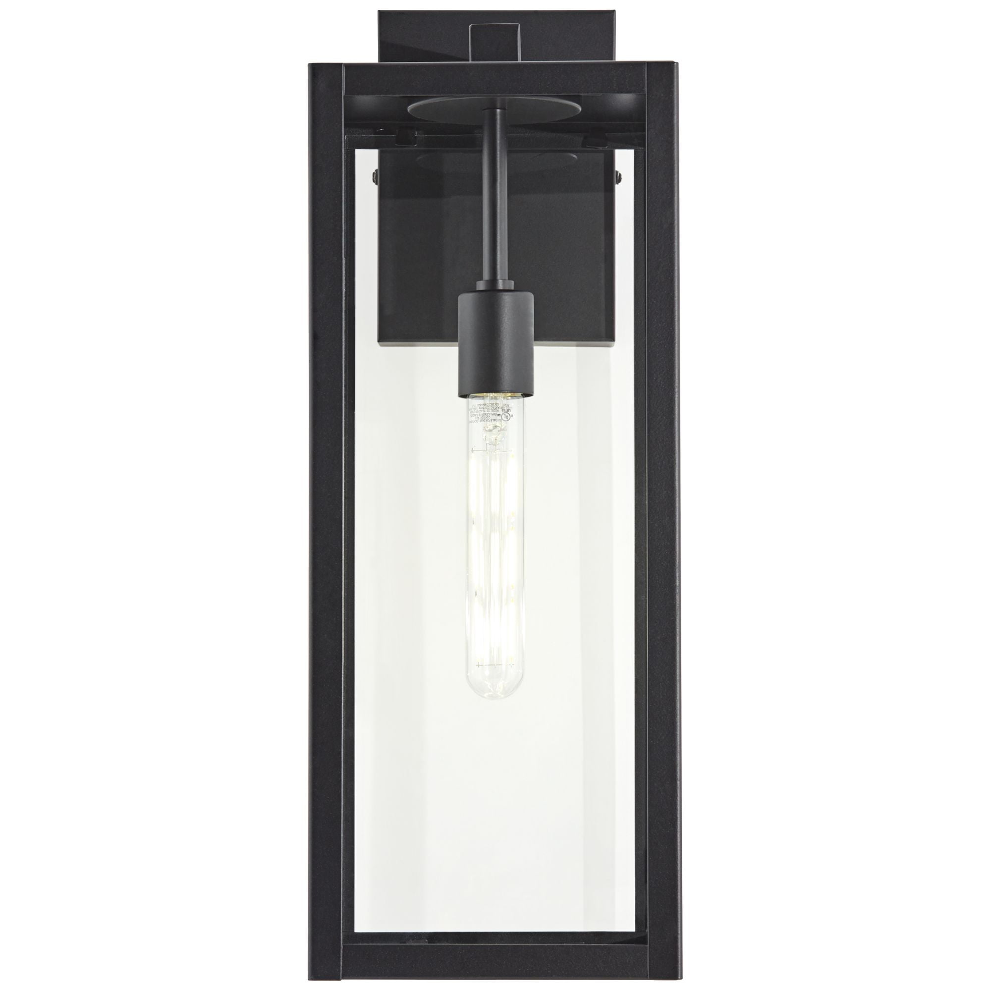 John Timberland Titan Modern Outdoor Wall Light Fixtures Set of 2 Mystic Black Rectangular Frame 20" Clear Glass for Post Exterior Barn