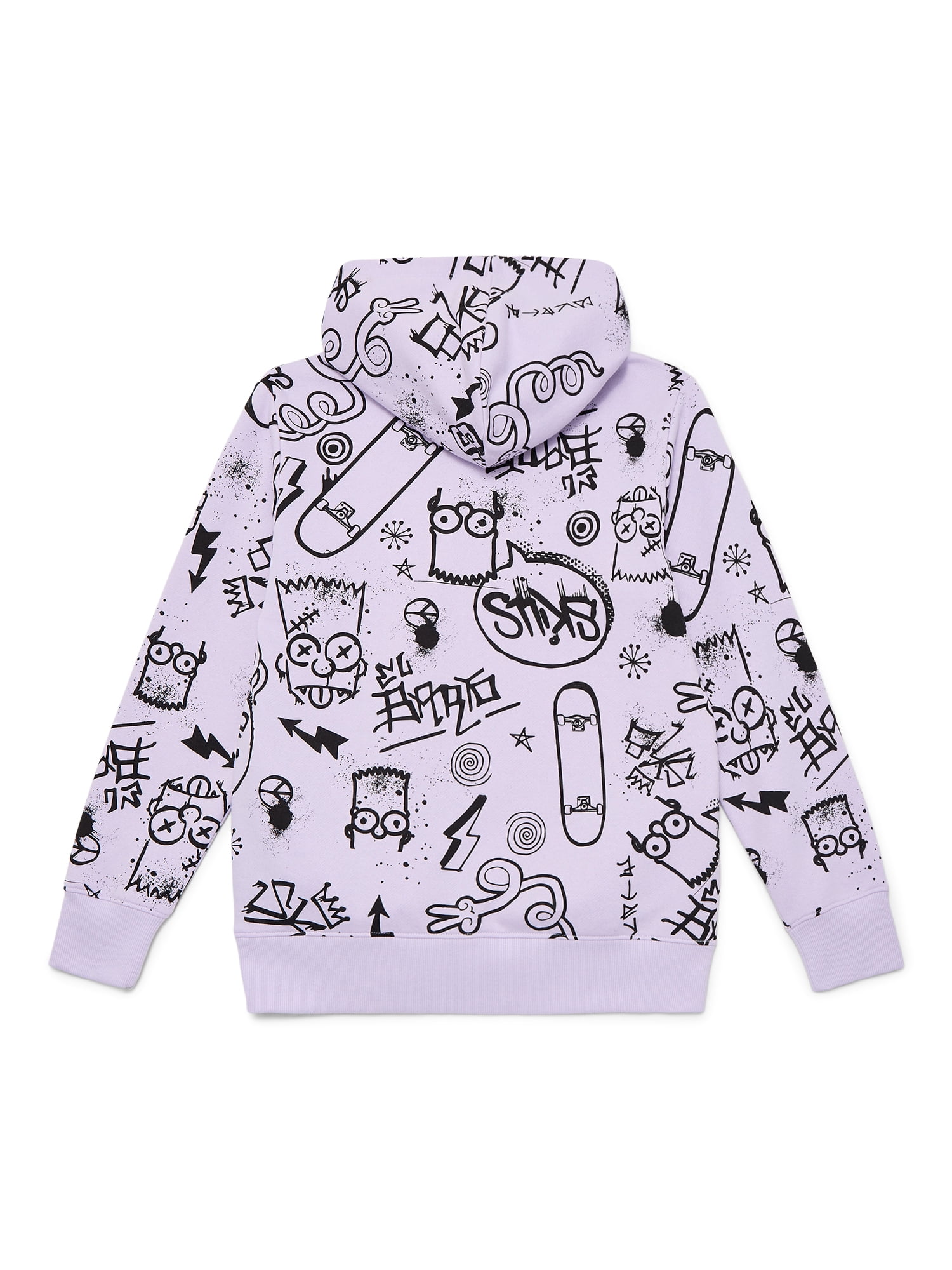 The Simpsons, Boys' & Big Boys' Graphic Hoodie, Bart Graffiti, Sizes 4-18