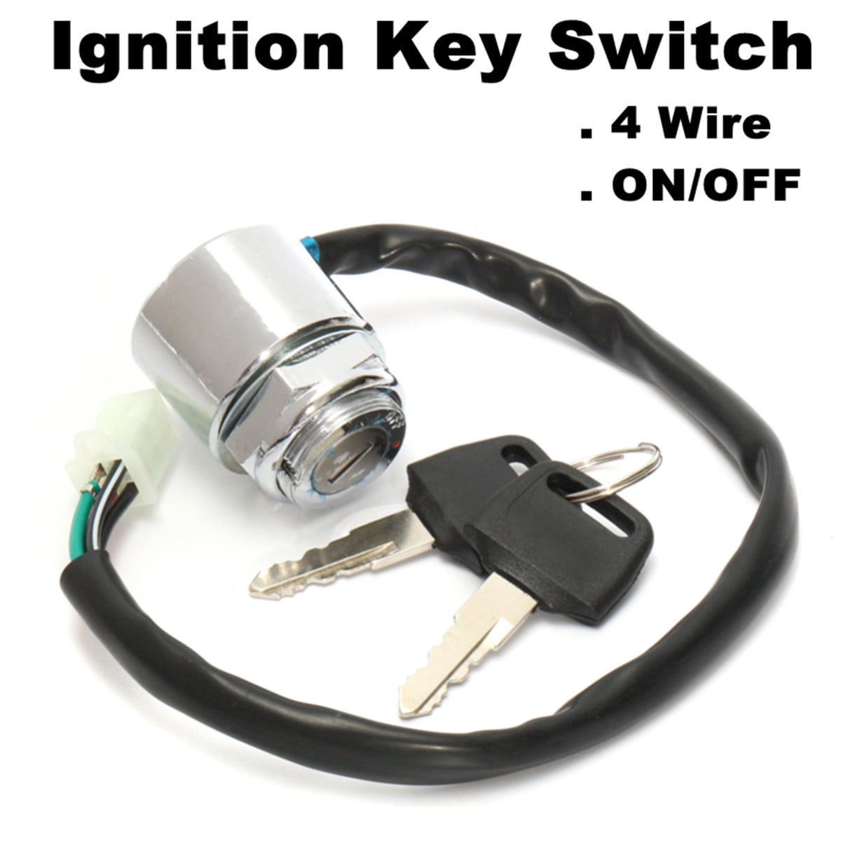 New ATV Quads Ignition Key 4-Wire Switch CHROME Key 