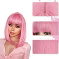 thumbnail image 1 of Xihbxyly Peluca Sintética Bob, Cabello Liso Hasta Los Hombros, Peluca Colorida para Disfraz, Gorra de Malla Transpirable, Correas Ajustables, Ideal para Fiestas, Cosplay y Uso Diario, Ideal Como Rega, 1 of 7