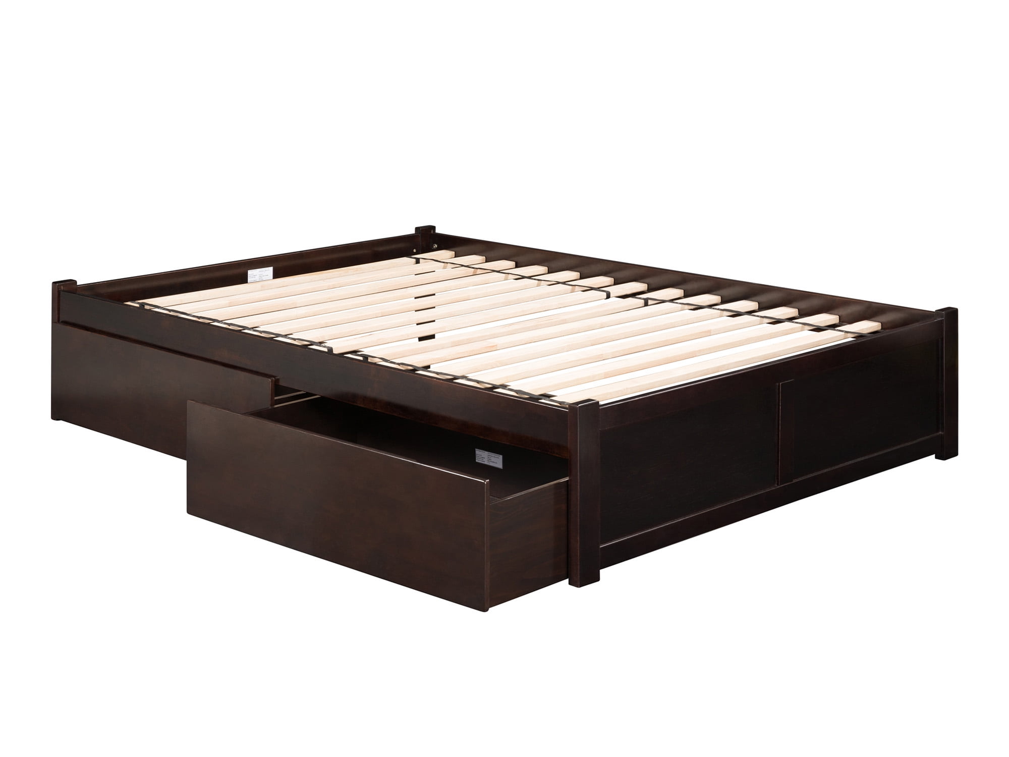 AFI Concord King Solid Wood Platform Bed with Footboard & 2 Storage Drawers in Espresso