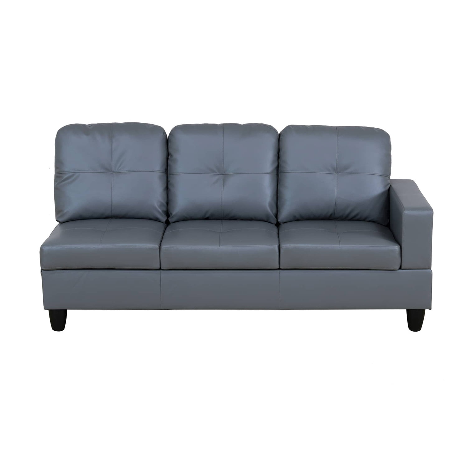 Hommoo Sofa Set, Semi PU Synthetic Leather 2-Piece Couch Living Room Sofa Set, Dark Grey