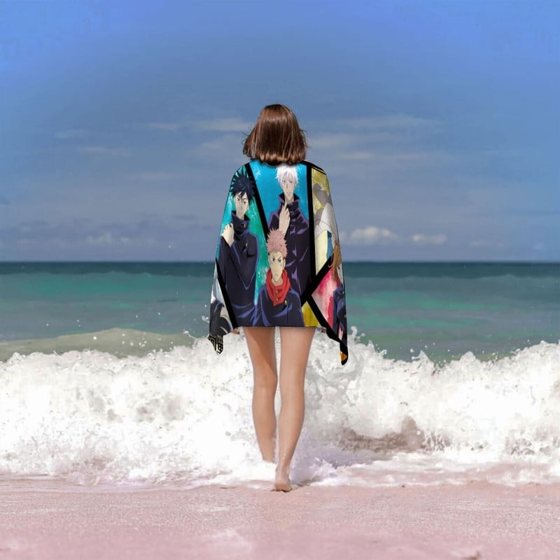 Jujutsu Kaisen Gifts Beach Towel for Women Girl Birthday Inspired Fan Bath Outdoor Music Lover