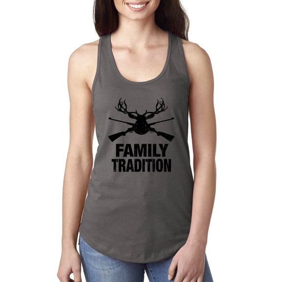Wild Bobby, Family Tradition Buck Hunting, Hunting, Women Racerback Tank Top, Dark Grey, Small