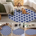 thumbnail image 5 of Retro Rhombus Round Area Rug 8Ft Washable Large Circle Rugs for Living Room Dorm, Morocco Abstract Geometric Art Navy Blue Non-Slip Carpet Floor Mats Indoor Outdoor Carpet Runner Aesthetic Home Decor, 5 of 8
