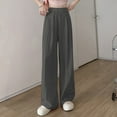 thumbnail image 3 of Womens Slouchy Casual Wide-pants High-waisted Slim-fit Straight-leg pants, 3 of 5