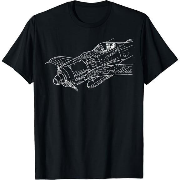 t-shirt Plane Sketch Vintage Aircraft Aviation Pilot Aviator Gift T-Shirt.