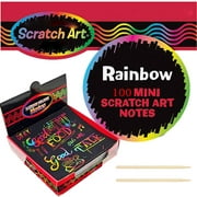 SNNROO 100 Pcs Scratch Off Rainbow Notes, 2 Wooden Styluses, Scratch Art Paper, Rainbow Holographic Scratch-Off Paper for Kids