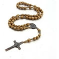 thumbnail image 1 of CatholicCrossRosaryNecklace,NaturalWoodPrayerBeadsWithMedalCross, 1 of 4