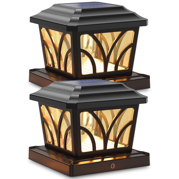 SIEDiNLAR Solar Post Cap Lights Outdoor, Aluminum Glass 2 Modes Fence Post Caps for 4x4 5x5 6x6 Vinyl Wooden Posts Fence Deck Patio Decor,