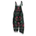 thumbnail image 6 of Women's Vintage Cotton Linen Overalls with Christmas Print - Casual Loose Jumpsuit with Shoulder Straps & Pockets, Dark Green, Size XXXL, 6 of 6