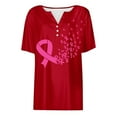 thumbnail image 4 of Women Cancer Awareness Shirts: Cute Summer Graphic Shirts Vintage Boho Flowers Short Sleeve T Shirt Graphic Inspirational Cancer Tops (Red, L), 4 of 4
