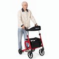 thumbnail image 2 of MaxKare Déambulateur à Roulettes avec Roues Tout-Terrain de 10”, Poignée Réglable à 8 Niveaux, Déambulateur Pliable pour Aînés avec Siège et Dossier, Rouge, 2 of 13