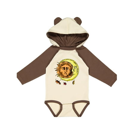 

Inktastic Autumnal Equinox Sun and Moon Woodcut with Leaves Gift Baby Boy or Baby Girl Long Sleeve Bodysuit