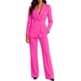 thumbnail image 2 of YSUEJPF Womens 2 Piece Business Casual Outfits Long Sleeve Blazer Straight Leg Pants Set Dressy Work Office Suit, 2 of 7