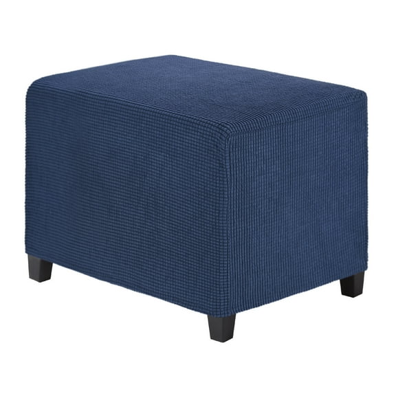 Uxcell 14" x 20" x 15" Stretch Rectangle Ottoman Cover Fabric Ottoman Slipcovers Footstool Protector for Living Room/Indoor [Navy]