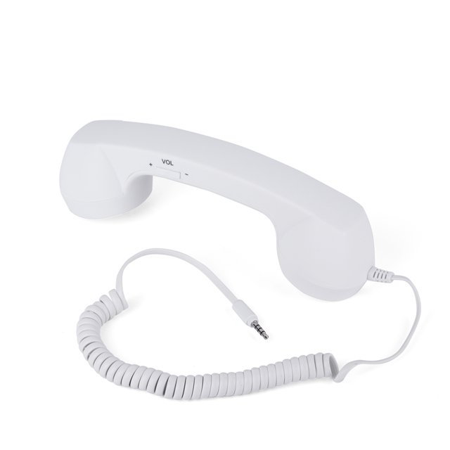 Auricular de tel閒ono Celular de 3.5mm con Cable y Vintage Anti-radiaci髇 con micr骹ono para iPhone(Blanco) Ecomeon no