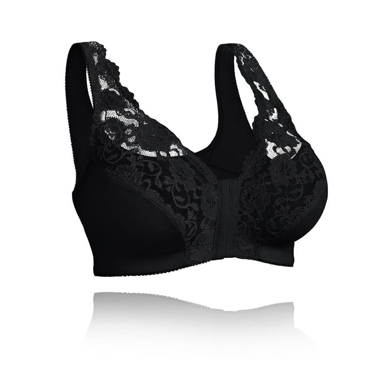 Dezsed Women's Sexy Lace Bra Clearance Solid Color Bra Without Steel Ring  Push Up Plus Size Mother Lace Underwear Black XXXXL 