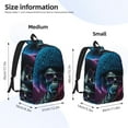 thumbnail image 3 of Honeii Punk Style Blue Haired Skull Print Canvas College Laptop Backpack, Durable Rucksack Travel Notebook Bag School Backpack Book Bag for Men Women-, 3 of 7
